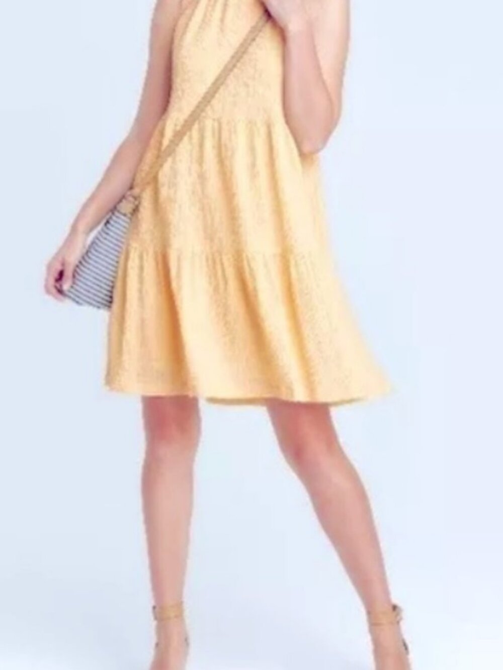 NWT A New Day Pale Yellow Tiered Halter Dress